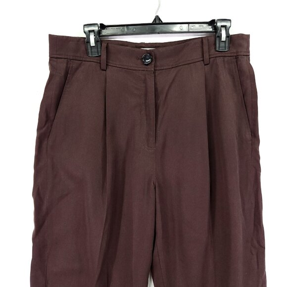 The Reset R Label Trouser Pant Size Medium Pleated Slouchy Cropped Brown Trouser - Picture 10 of 13